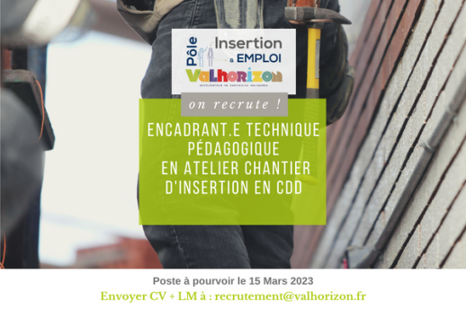 Pole insertion recrute Encadrante technique pedagogique et sociale Plaquistepeintre HF remplacement maladie 1